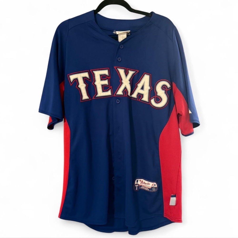 Majestic TEXAS RANGERS MLB Authentic Collection Blue Baseball Jersey - Size L